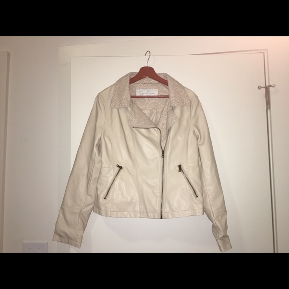 Leather moto jacket - Cream color L - Picture 2 of 3